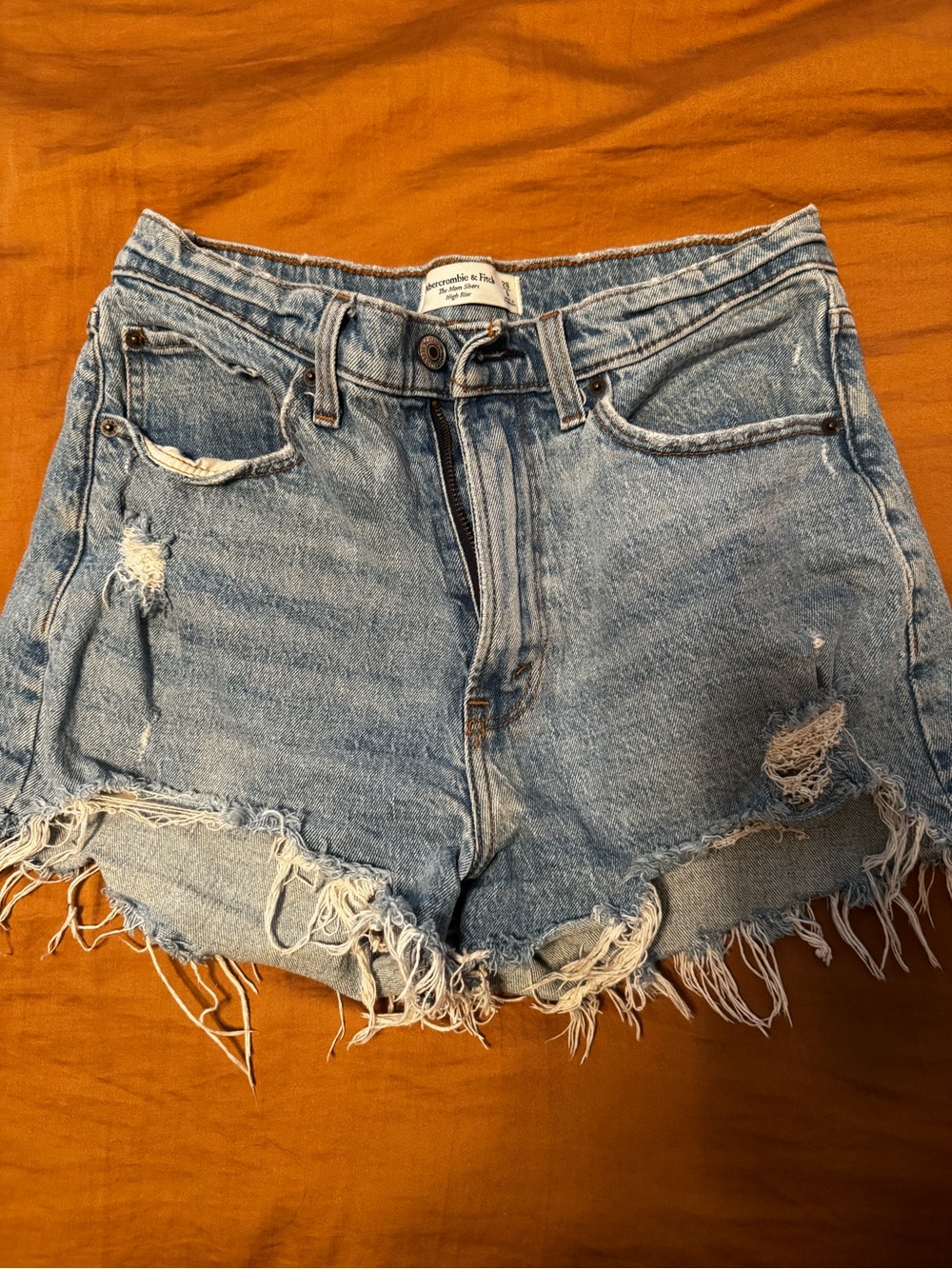 Abercrombie & Fitch Light Blue Distressed Denim Shorts